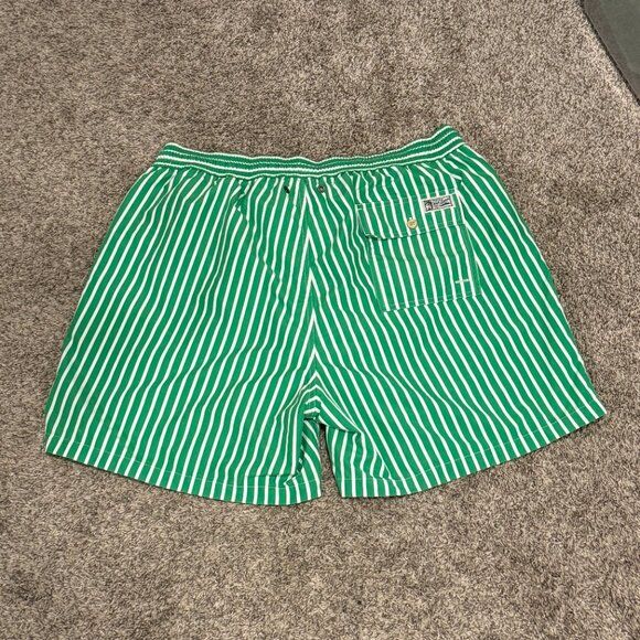 Polo Ralph Lauren Green and White Stripe Drawstring Swim Trunks Shorts Size XXL - Picture 3 of 4
